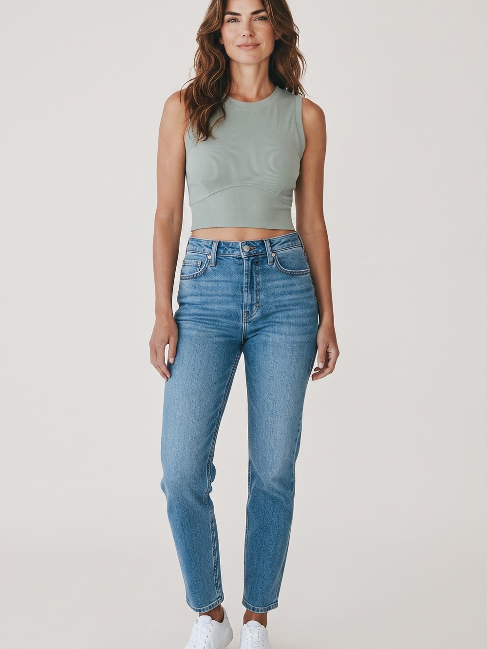 Cropped Tank Top in Sage Green